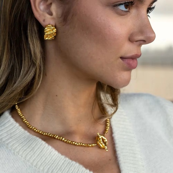 18K Gold Plated Chunky Earrings - Picture 5 of 8